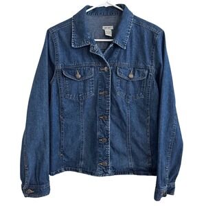 Vintage 90s Y2K Cherokee Denim Jean Jacket Medium Button Front 100% Cotton